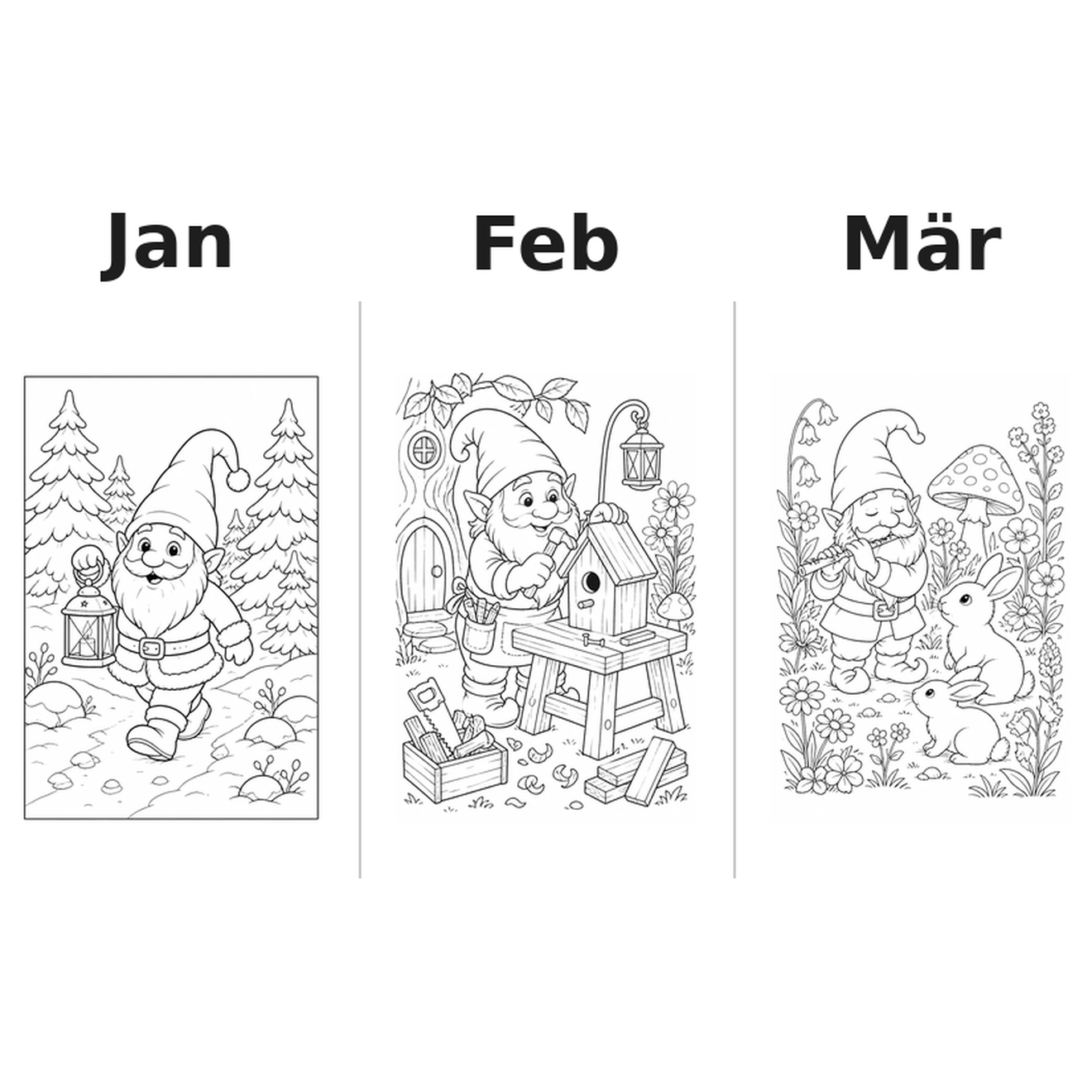gnomes_medium Kalender 2027 Motive Ausmalen 1
