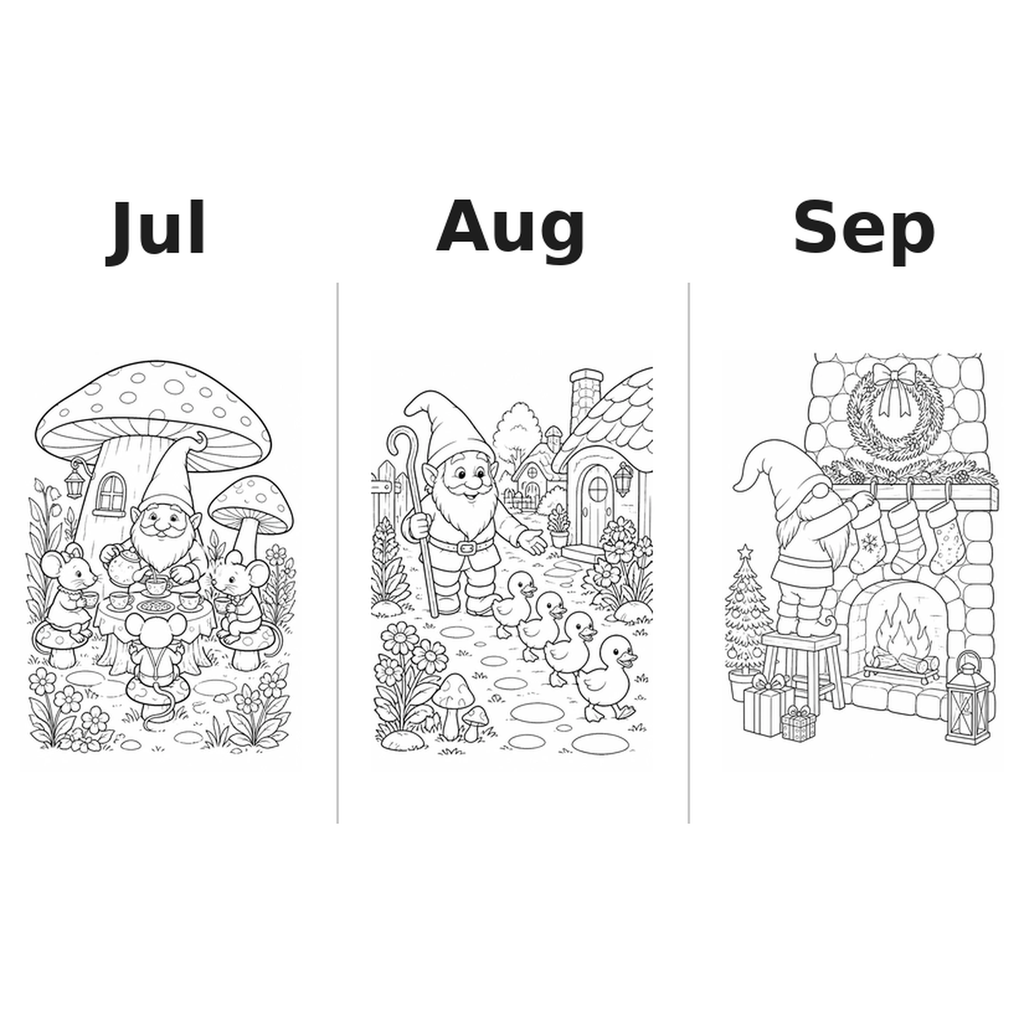 gnomes_medium Kalender 2027 Motive Ausmalen 3