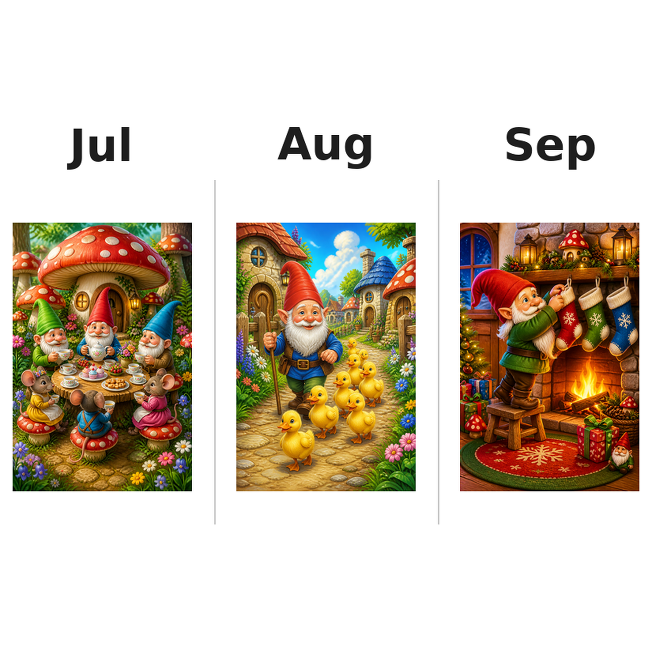 gnomes_medium Kalender 2027 Motive ausgemalt 3