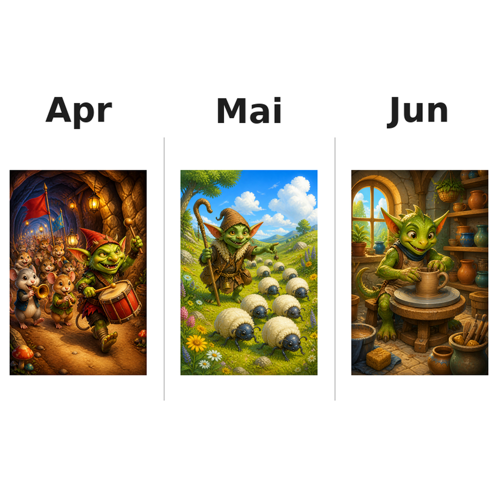 goblins_medium Kalender 2027 Motive ausgemalt 2