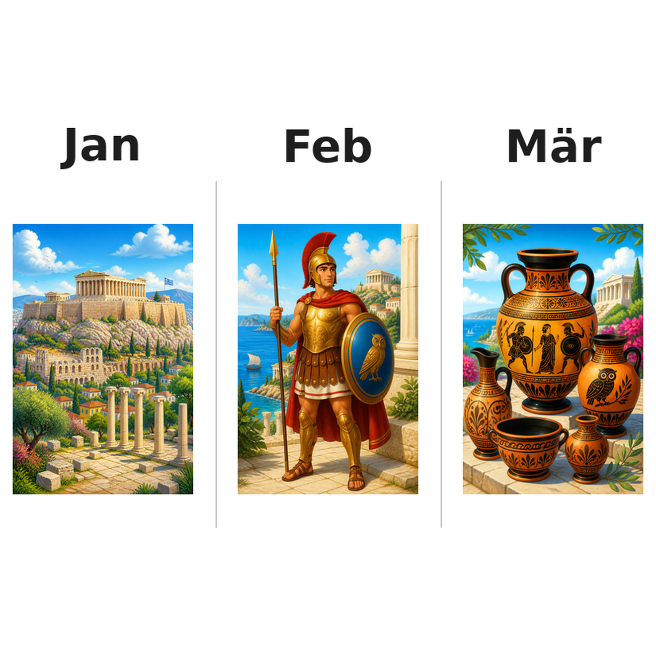 greece Kalender 2027 Motive ausgemalt 1