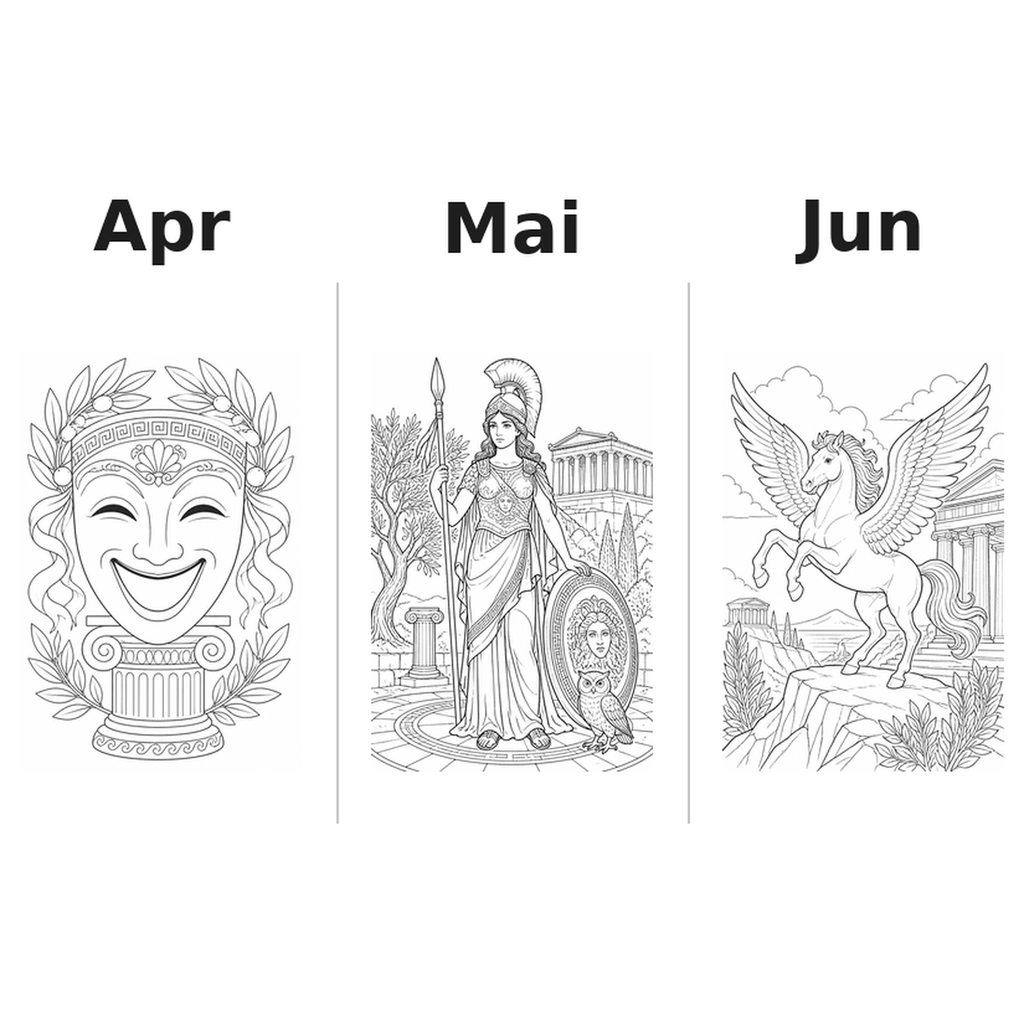 greece Kalender 2027 Motive Ausmalen 2