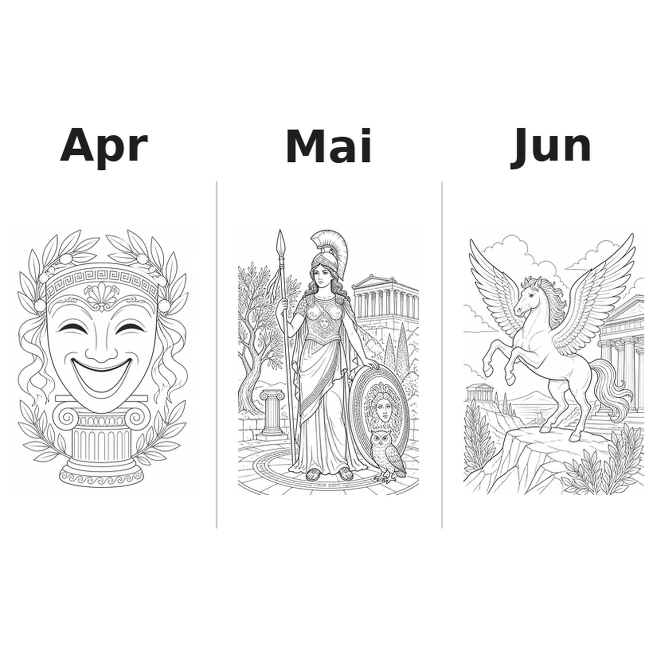 greece Kalender 2027 Motive Ausmalen 2
