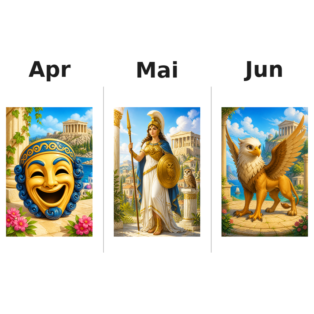 greece Kalender 2027 Motive ausgemalt 2