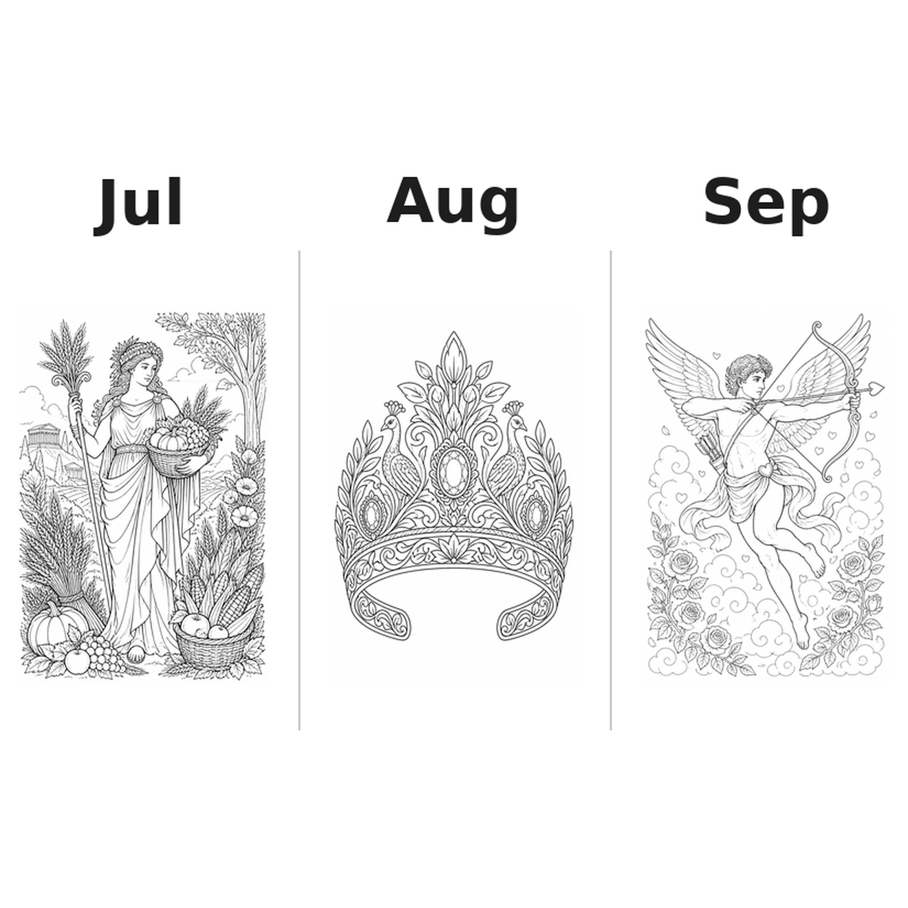 greekgods Kalender 2027 Motive Ausmalen 3