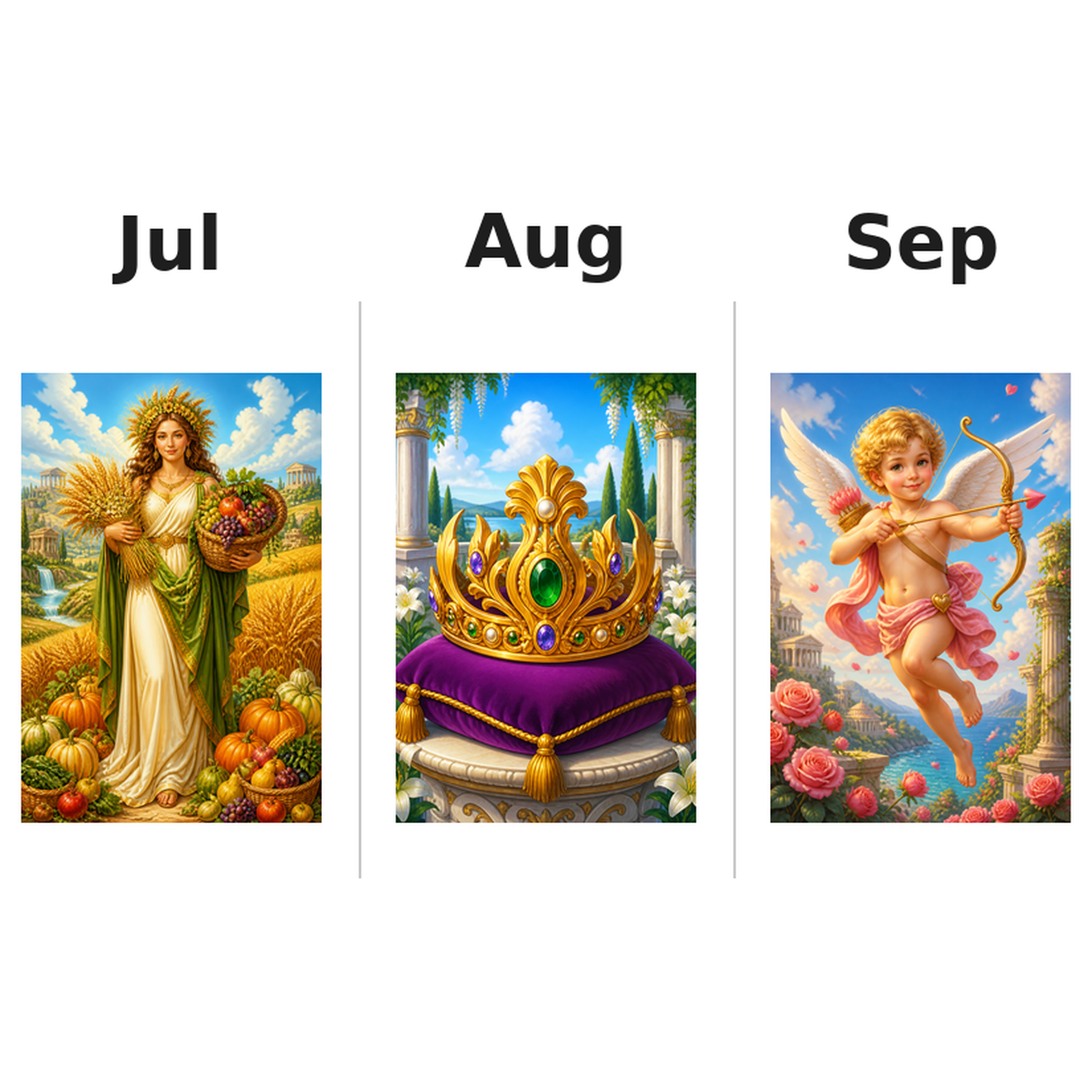 greekgods Kalender 2027 Motive ausgemalt 3