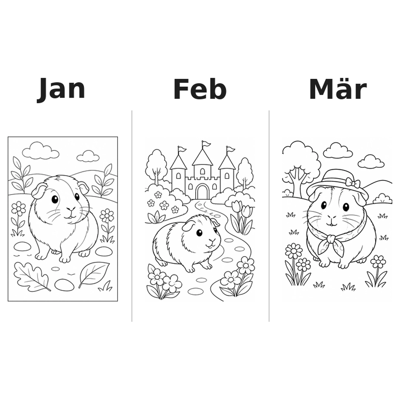 guinea_pigs_low Kalender 2027 Motive Ausmalen 1
