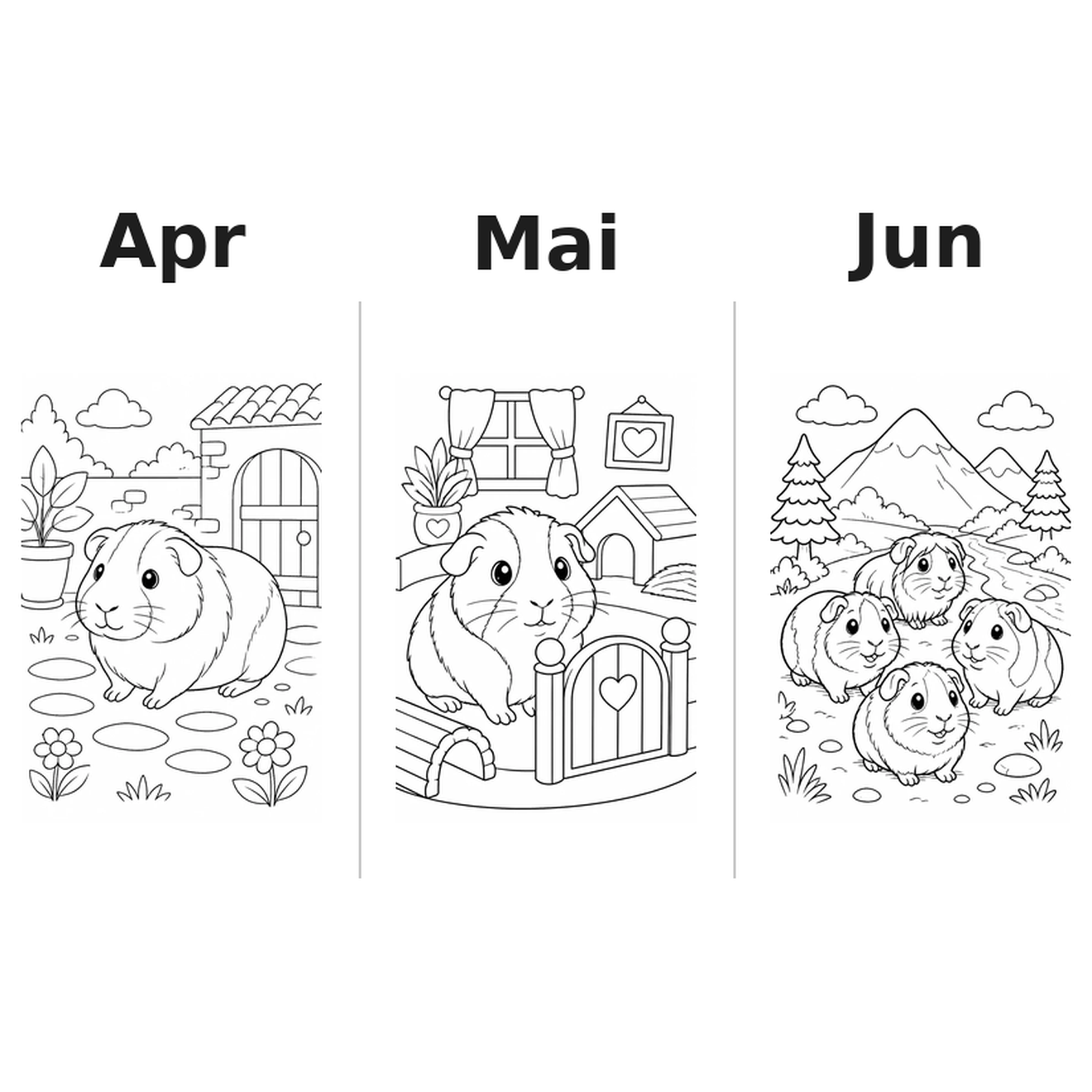 guinea_pigs_low Kalender 2027 Motive Ausmalen 2