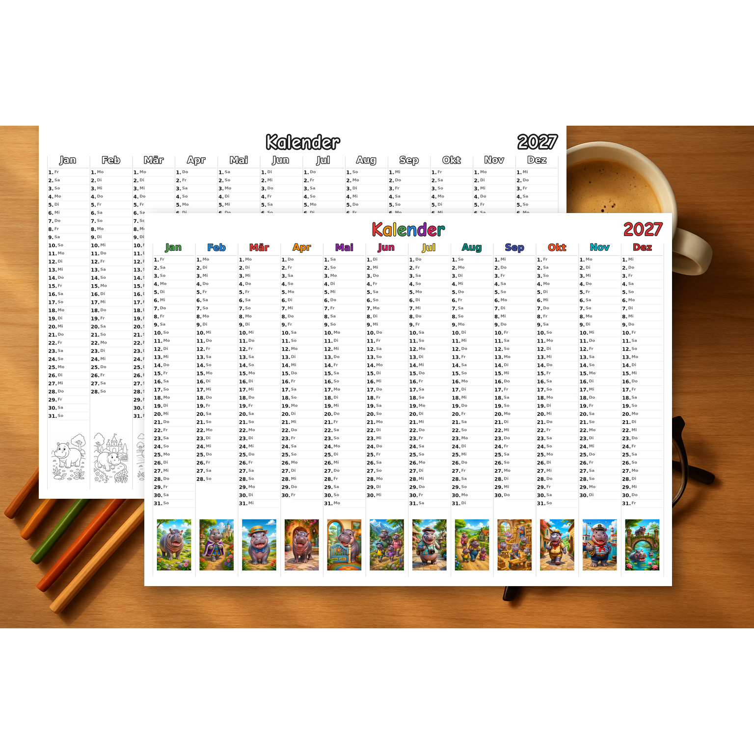 hippopotamuses_low Kalender 2027 Mockup
