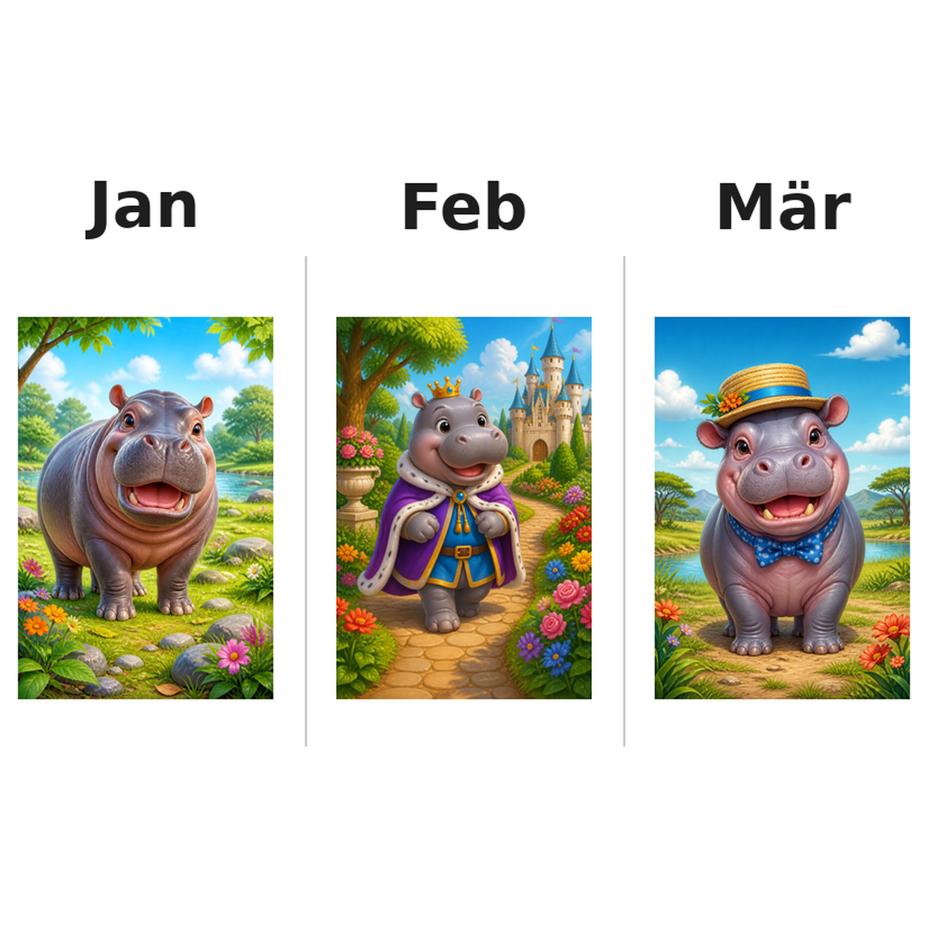 hippopotamuses_low Kalender 2027 Motive ausgemalt 1