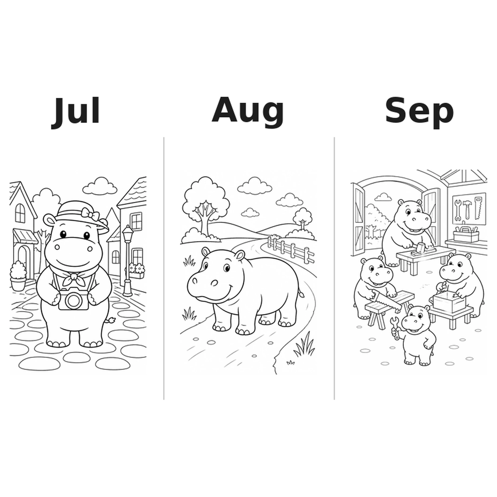 hippopotamuses_low Kalender 2027 Motive Ausmalen 3