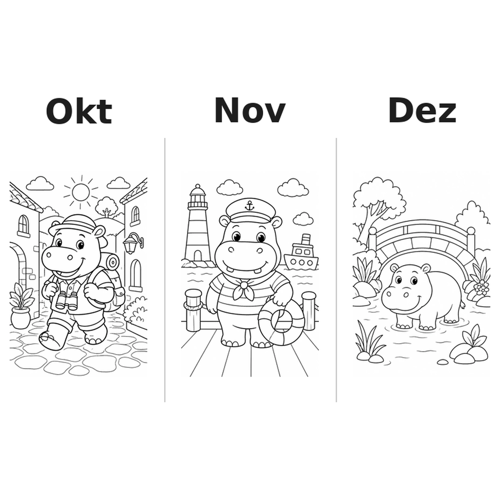 hippopotamuses_low Kalender 2027 Motive Ausmalen 4