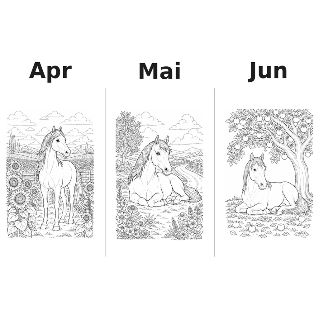 horses Kalender 2027 Motive Ausmalen 2