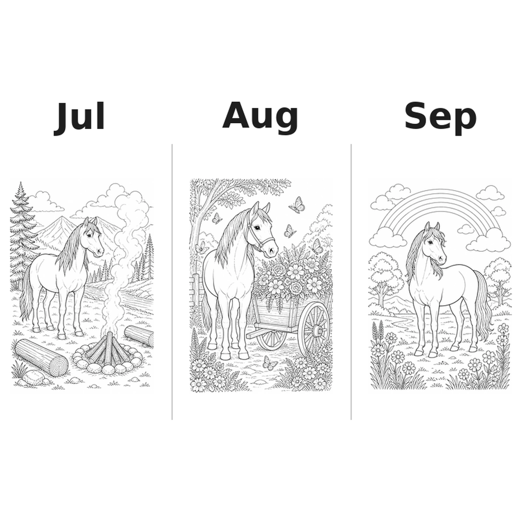 horses Kalender 2027 Motive Ausmalen 3