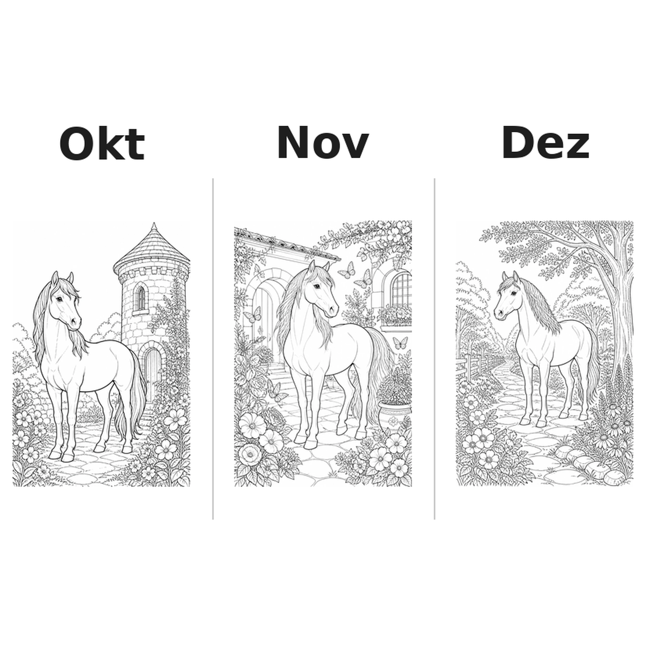 horses Kalender 2027 Motive Ausmalen 4