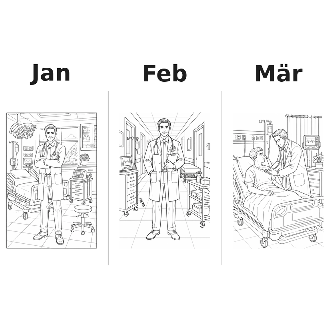 hospital Kalender 2027 Motive Ausmalen 1
