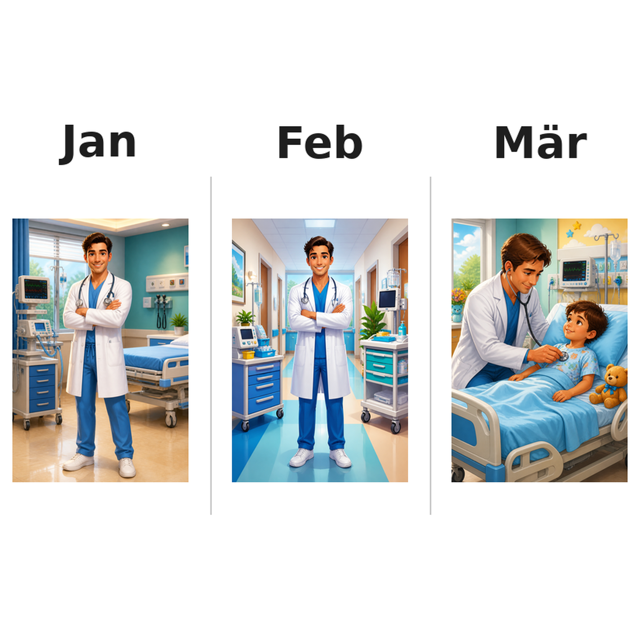 hospital Kalender 2027 Motive ausgemalt 1