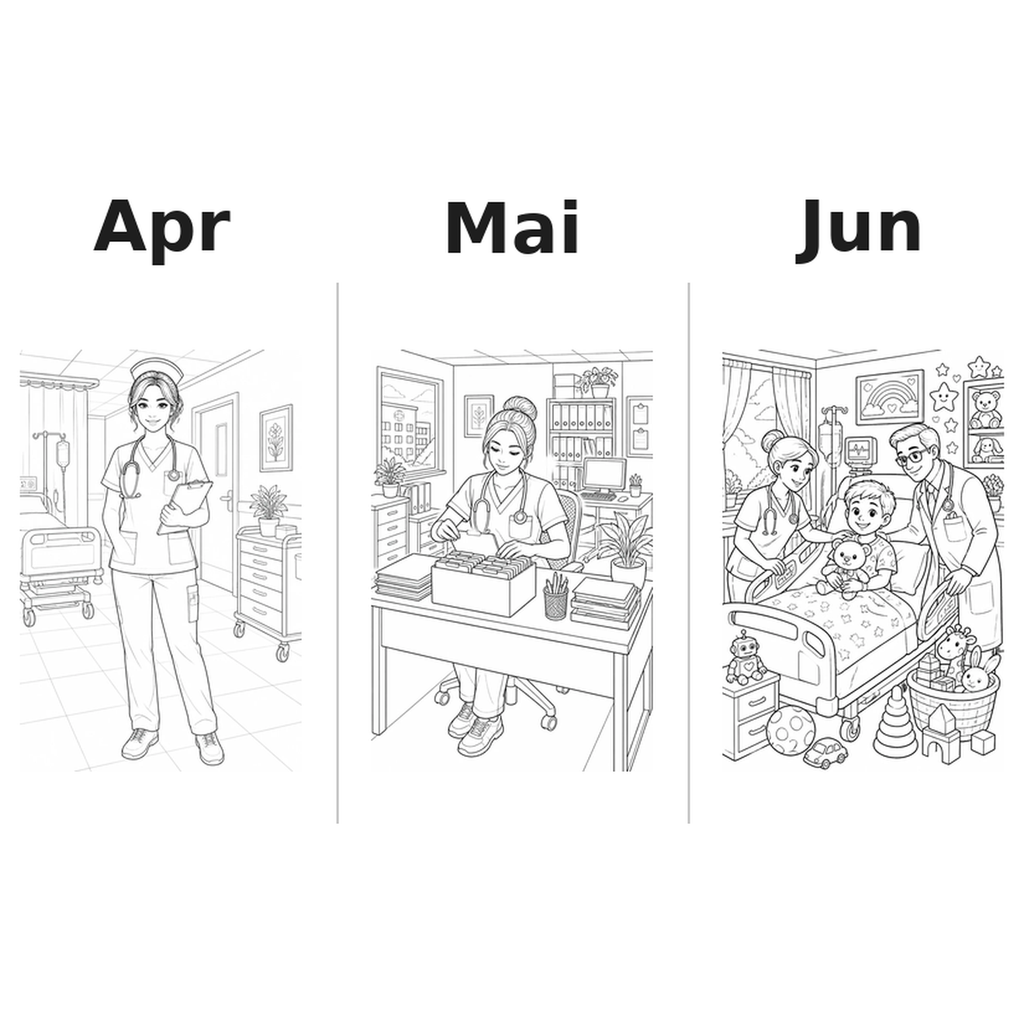hospital Kalender 2027 Motive Ausmalen 2