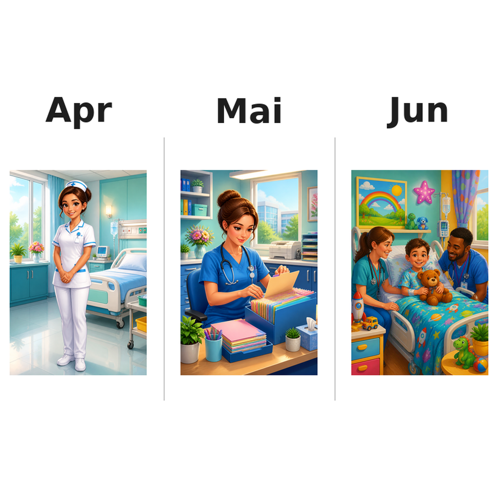 hospital Kalender 2027 Motive ausgemalt 2