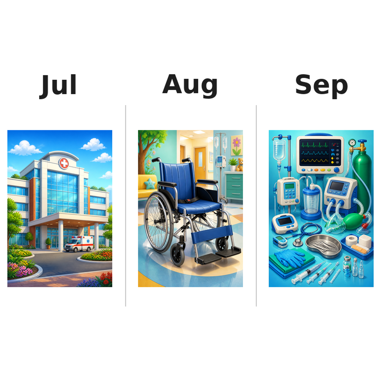 hospital Kalender 2027 Motive ausgemalt 3