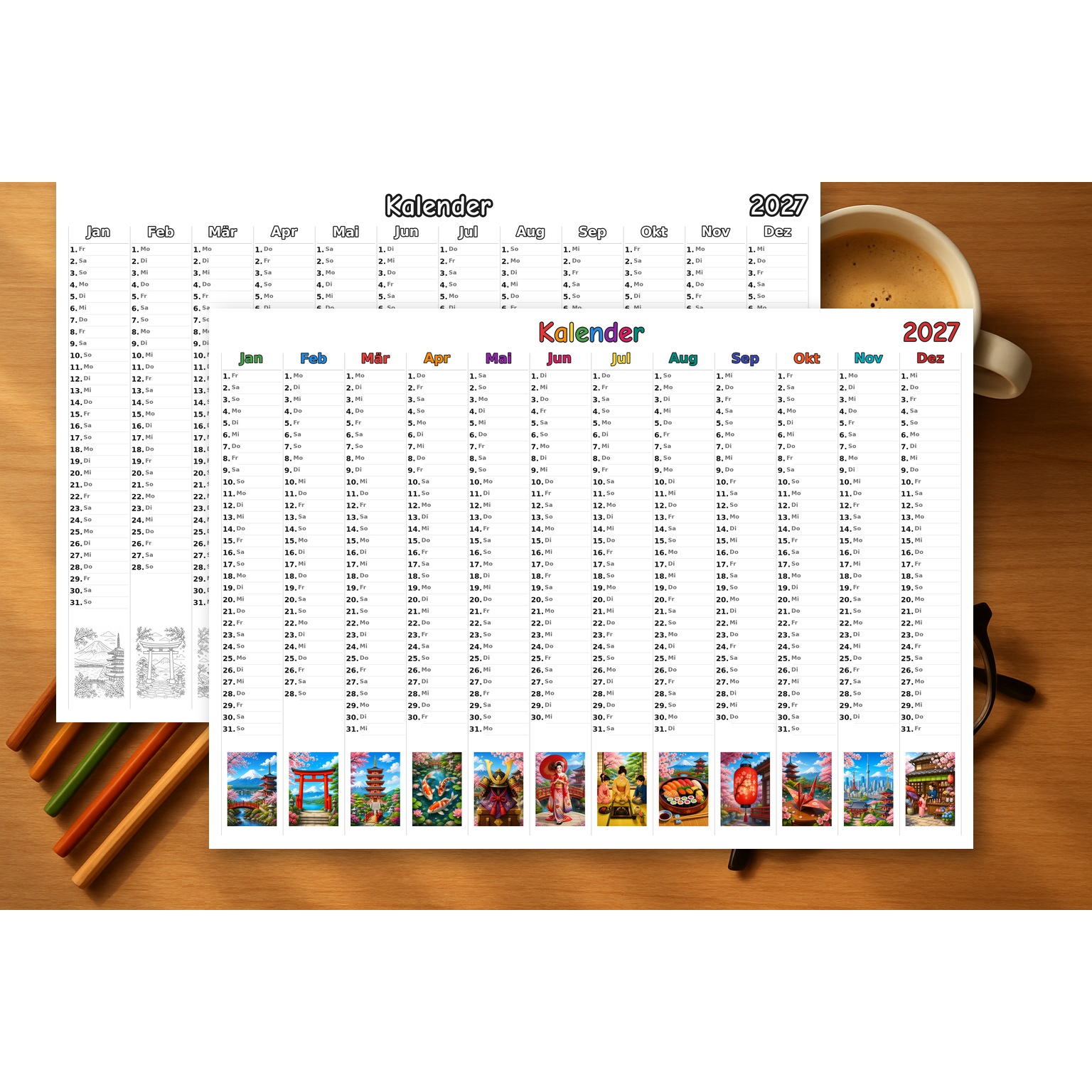 japan Kalender 2027 Mockup