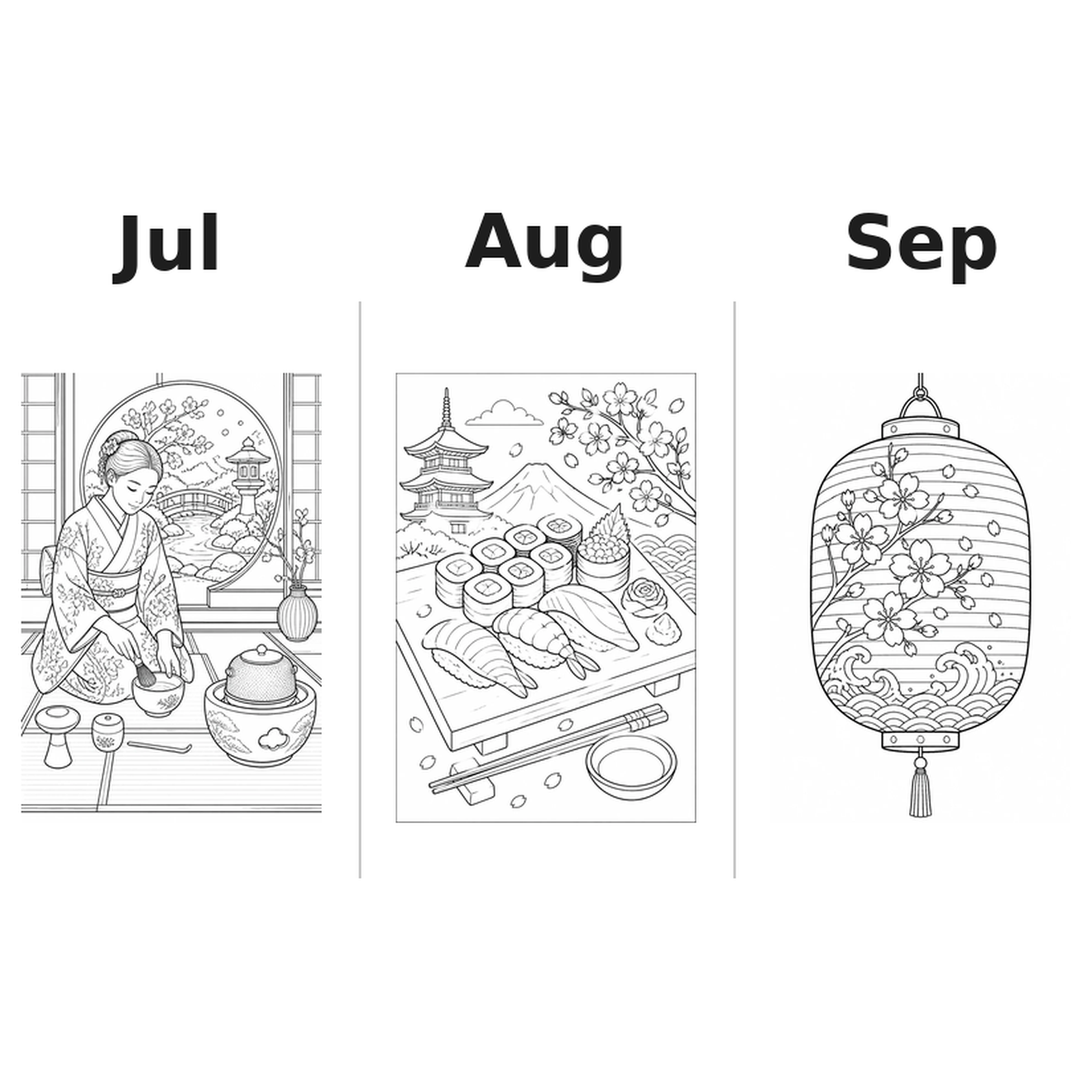 japan Kalender 2027 Motive Ausmalen 3