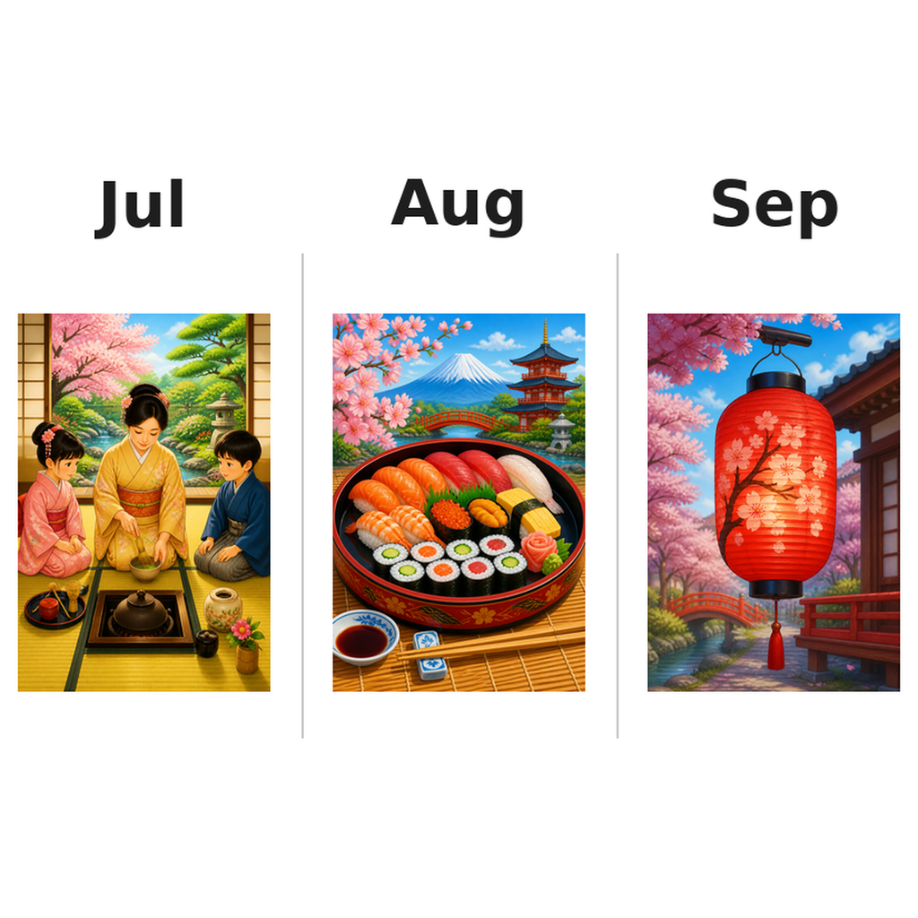 japan Kalender 2027 Motive ausgemalt 3
