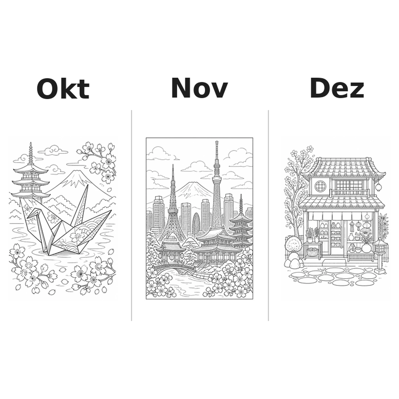 japan Kalender 2027 Motive Ausmalen 4