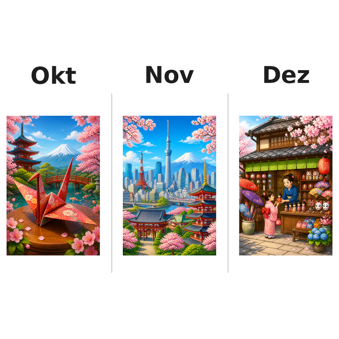 japan Kalender 2027 Motive ausgemalt 4