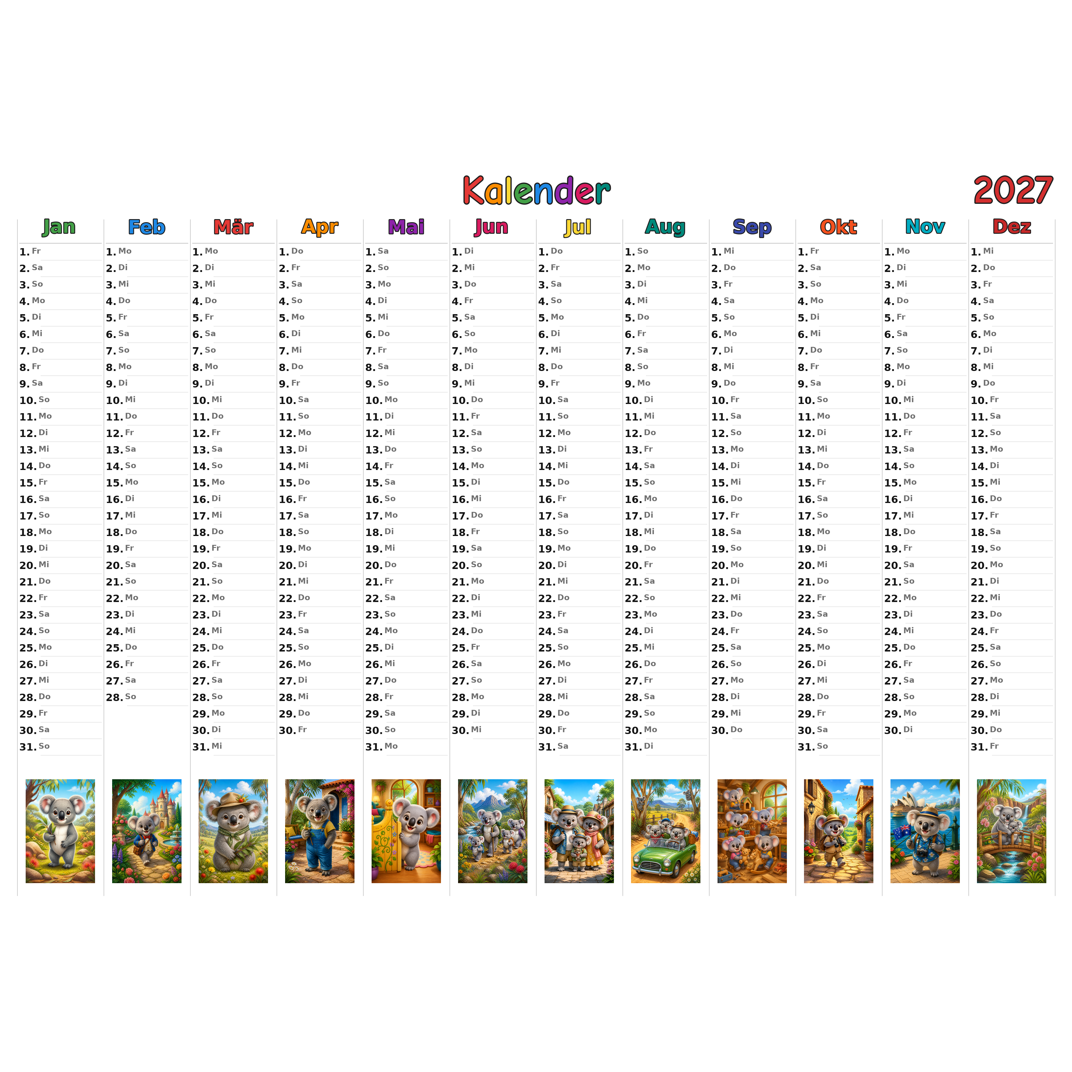 koalas_low Kalender 2027 ausgemalt