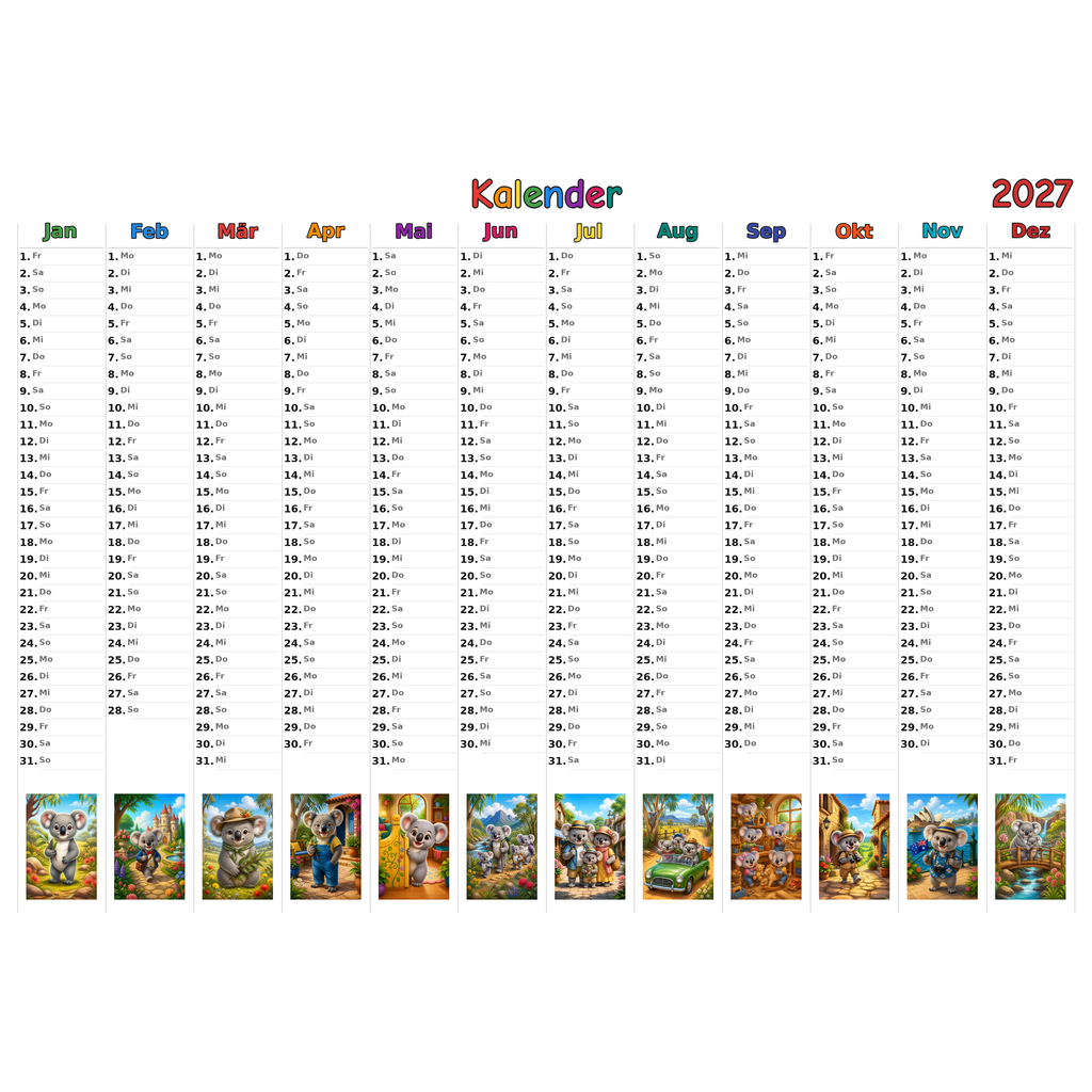 koalas_low Kalender 2027 ausgemalt