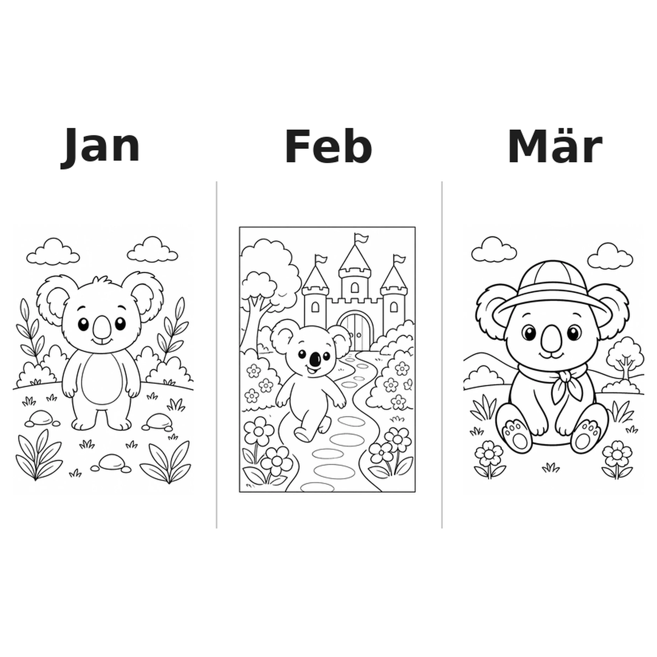 koalas_low Kalender 2027 Motive Ausmalen 1