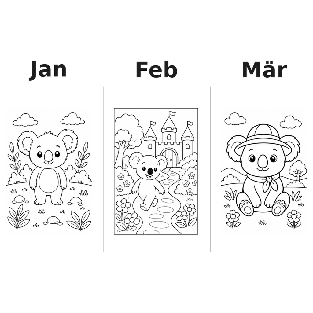 koalas_low Kalender 2027 Motive Ausmalen 1