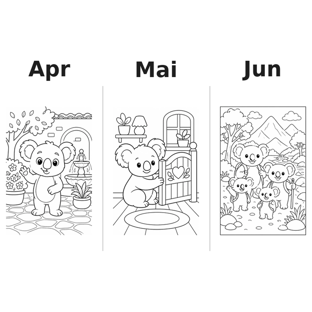 koalas_low Kalender 2027 Motive Ausmalen 2