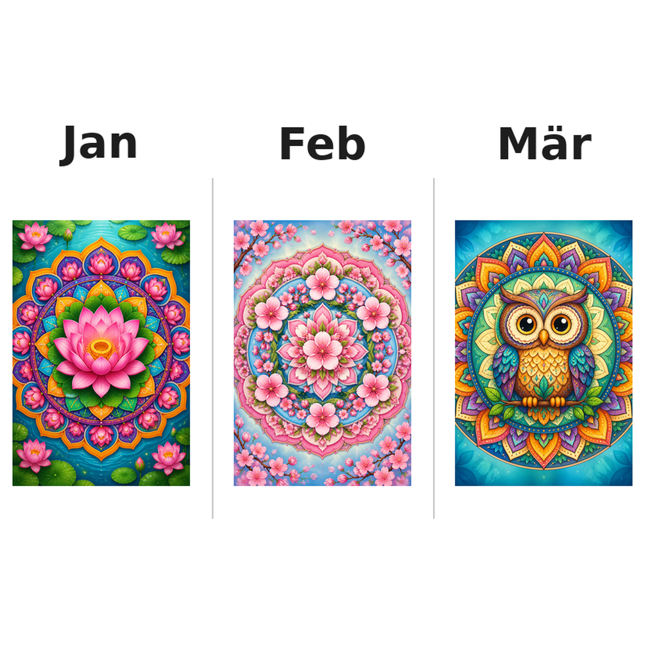 mandala Kalender 2027 Motive ausgemalt 1