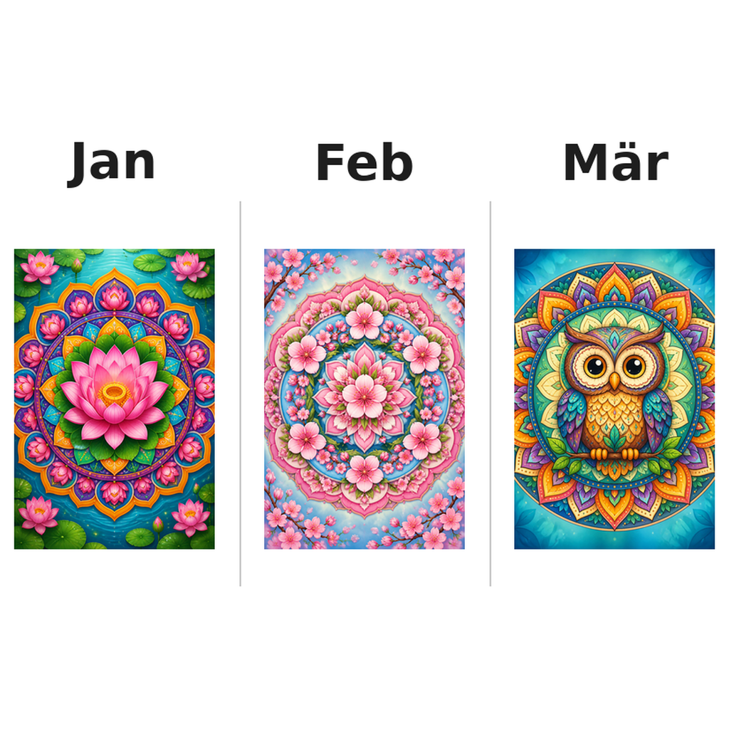 mandala Kalender 2027 Motive ausgemalt 1