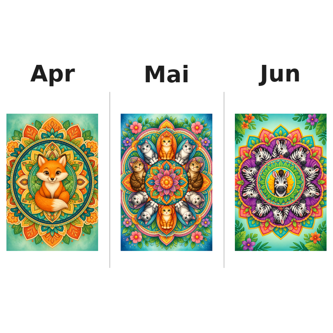 mandala Kalender 2027 Motive ausgemalt 2