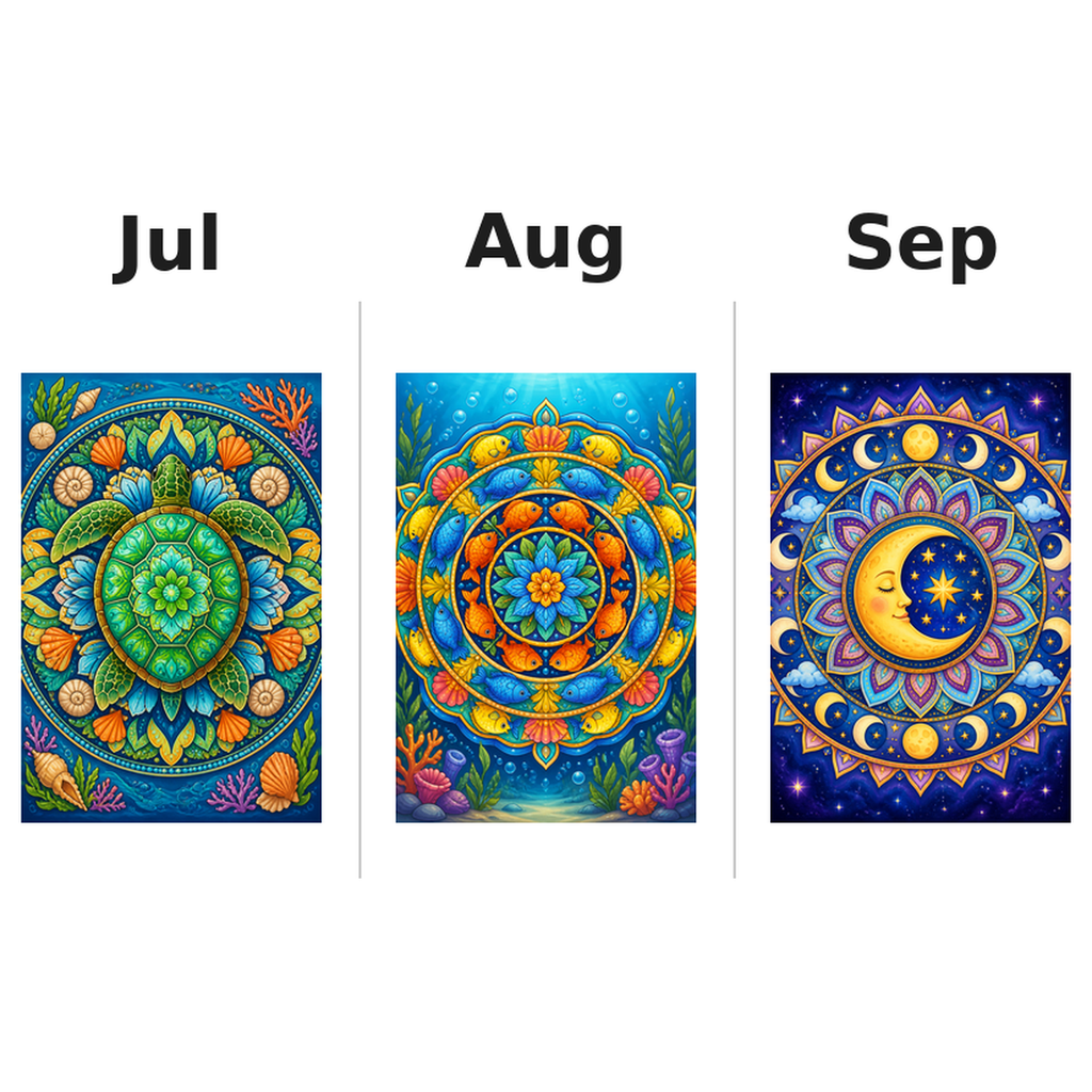 mandala Kalender 2027 Motive ausgemalt 3