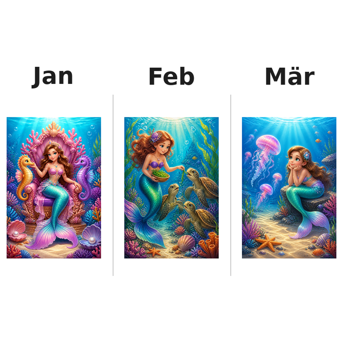 mermaids_medium Kalender 2027 Motive ausgemalt 1