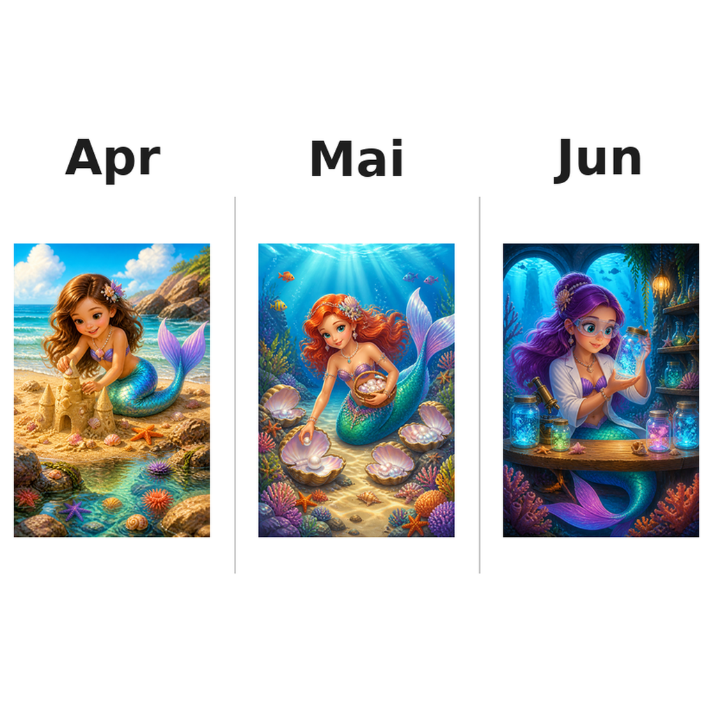 mermaids_medium Kalender 2027 Motive ausgemalt 2