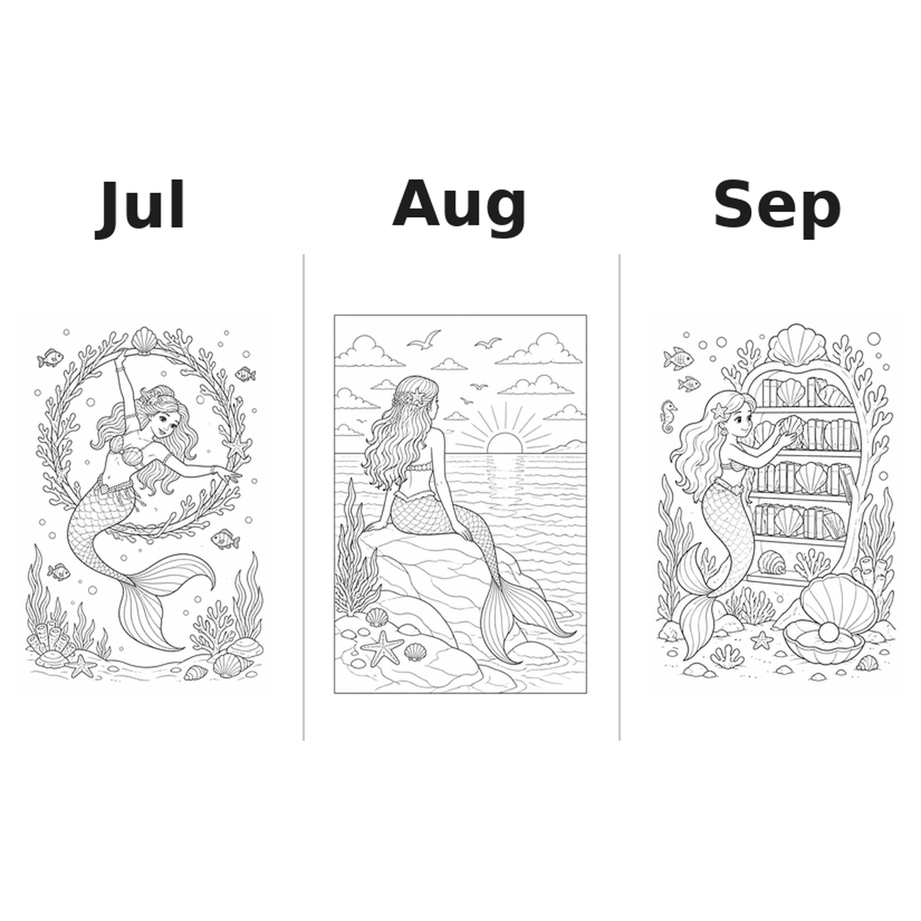 mermaids_medium Kalender 2027 Motive Ausmalen 3