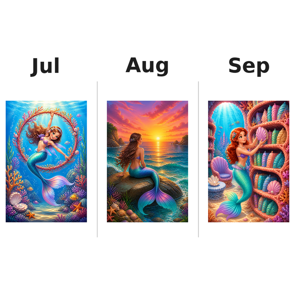 mermaids_medium Kalender 2027 Motive ausgemalt 3