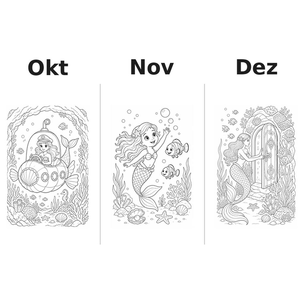 mermaids_medium Kalender 2027 Motive Ausmalen 4