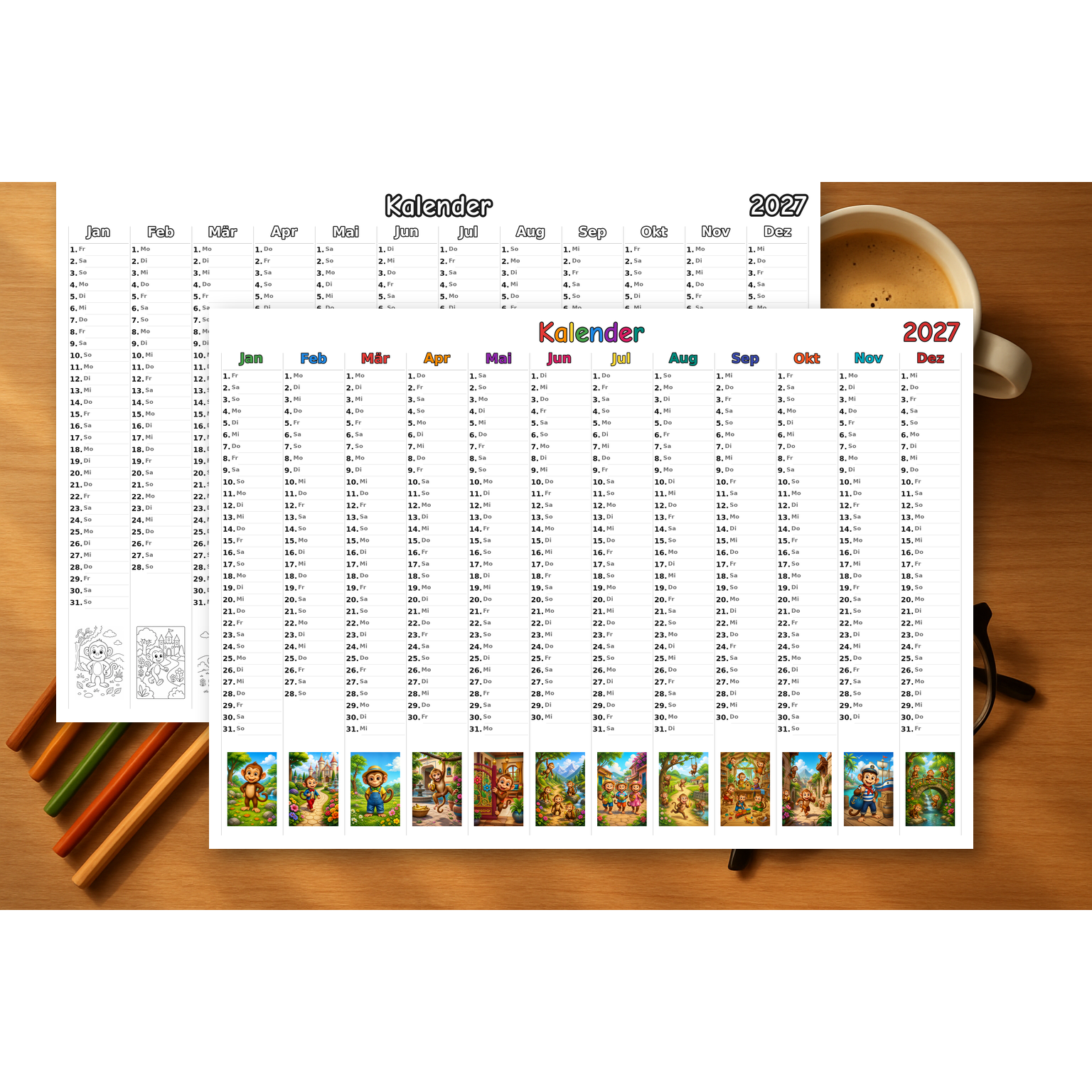 monkeys_low Kalender 2027 Mockup