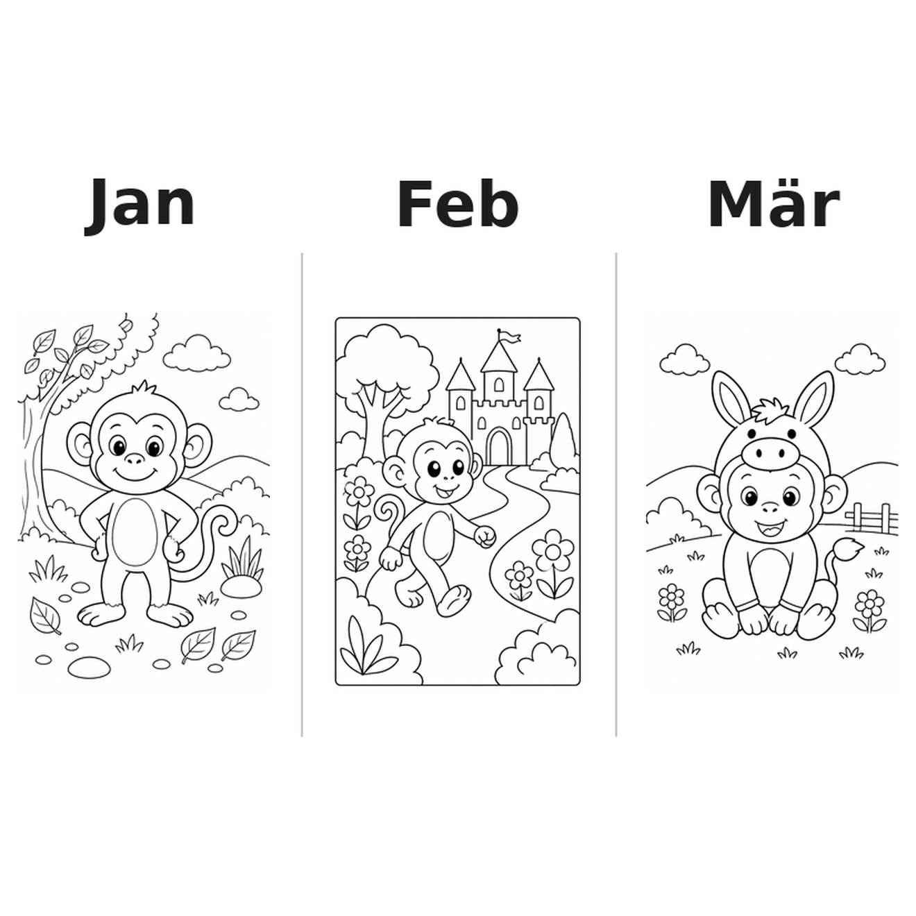 monkeys_low Kalender 2027 Motive Ausmalen 1