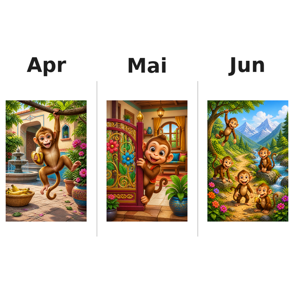 monkeys_low Kalender 2027 Motive ausgemalt 2