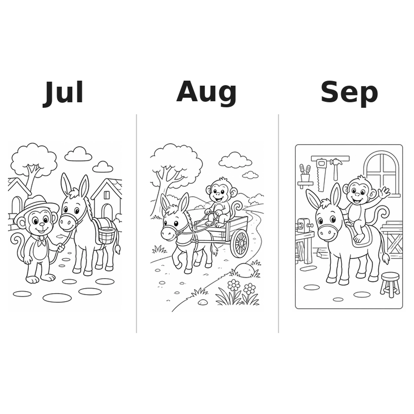 monkeys_low Kalender 2027 Motive Ausmalen 3