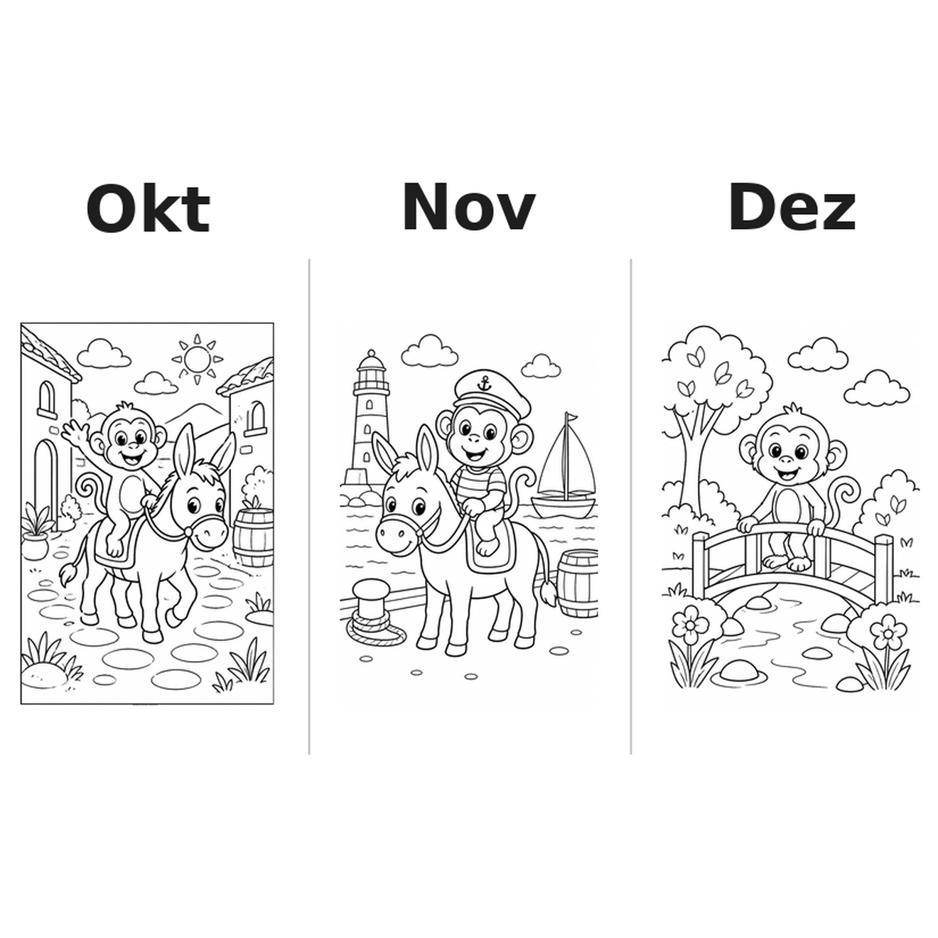 monkeys_low Kalender 2027 Motive Ausmalen 4