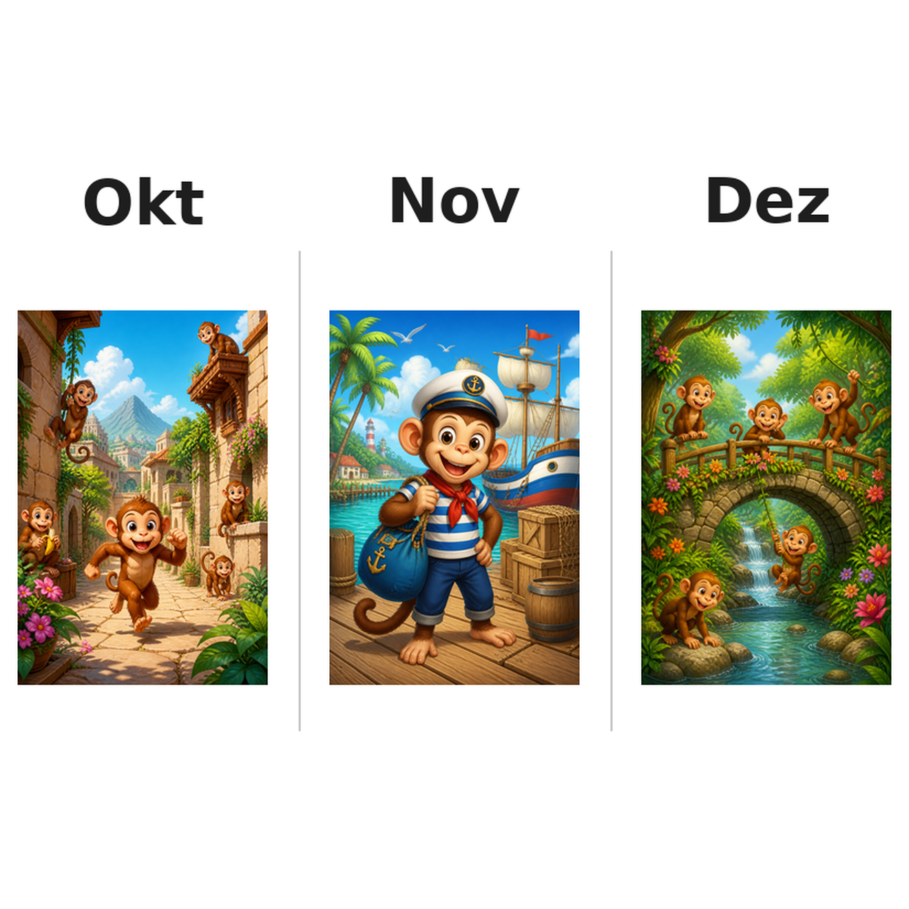 monkeys_low Kalender 2027 Motive ausgemalt 4