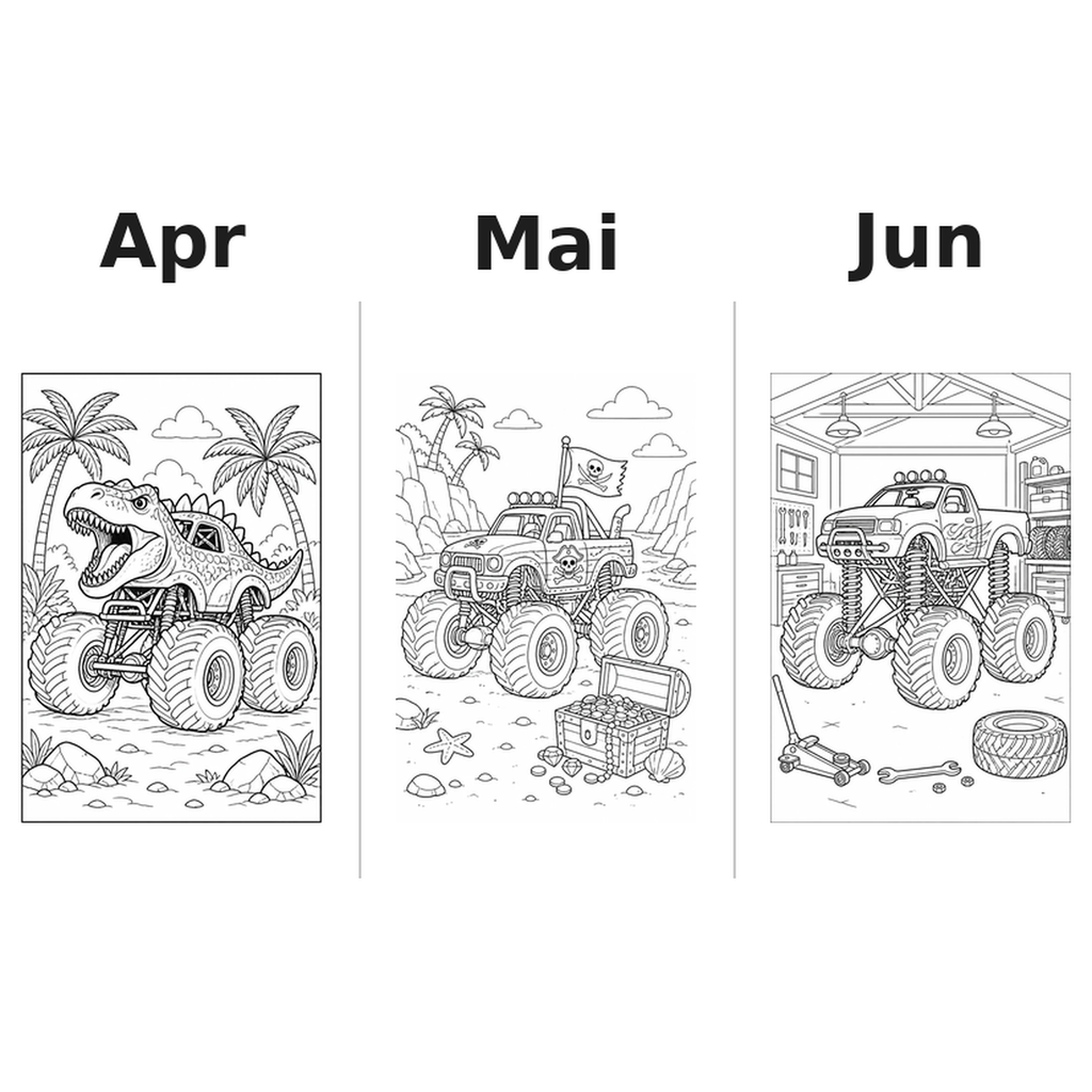 monster_trucks_medium Kalender 2027 Motive Ausmalen 2
